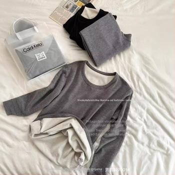 Muški termalni set pidžama — bezšivni, s brusenom tkaninom, visoka elastičnost, vrlo debela tkanina 501-600 g/m², velur podstava, osnovni sloj za nošenje na otvorenom