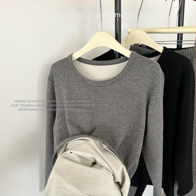 Muški termalni set pidžama — bezšivni, s brusenom tkaninom, visoka elastičnost, vrlo debela tkanina 501-600 g/m², velur podstava, osnovni sloj za nošenje na otvorenom