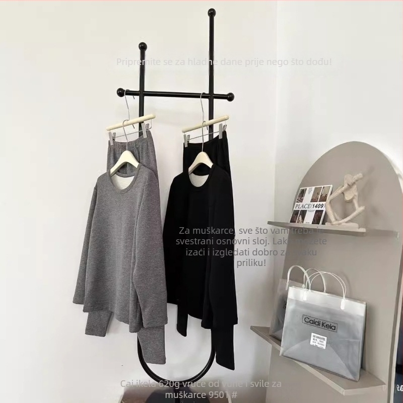 Muški termalni set pidžama — bezšivni, s brusenom tkaninom, visoka elastičnost, vrlo debela tkanina 501-600 g/m², velur podstava, osnovni sloj za nošenje na otvorenom