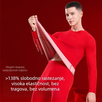 Jarko crveni unisex termalni komplet za jesen i zimu, Godina zmije, visoka elastičnost osnovnog sloja