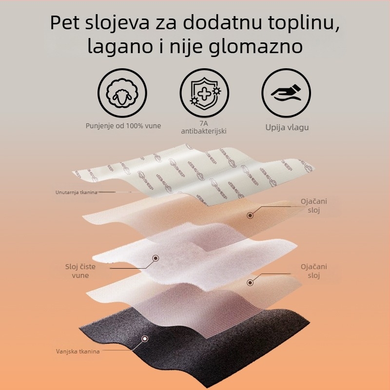 Muški termalni komplet za jesen-zimu, 100% vuna, antibakterijski, grijanje infracrvenim zrakama, gornji dio i hlače