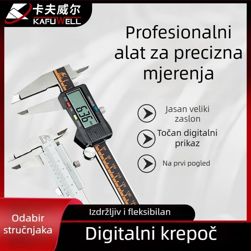 Kraftwell Vernier mjerač s digitalnim zaslonom, nehrđajući čelik