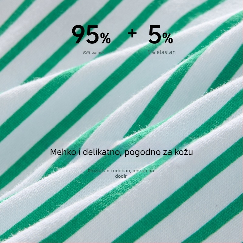 Muške pamučne boxerice na pruge — srednji pojas, jednostavno tkanje, 90–95% pamuka, podstava prepona od pamuka