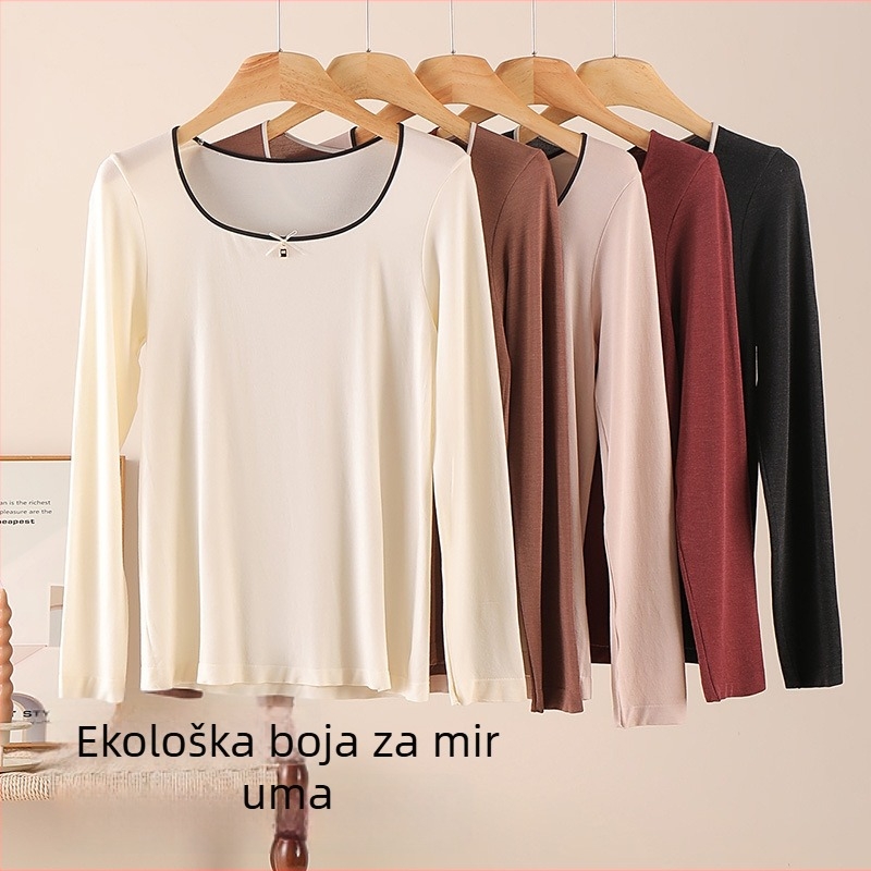 Ženski modalni termalni komplet – bezšivni oblikovani, debeo 201-250 g/m², flekse podstava, dugi rukav + dugi hlače, bazni sloj, jesen-zima