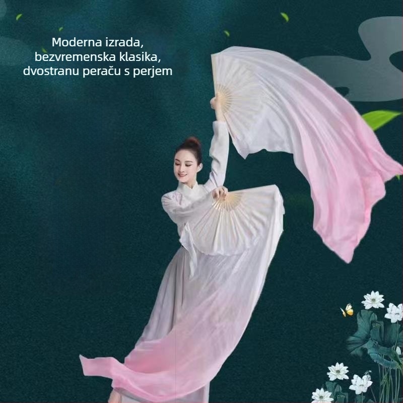 Klasični plesni dugi svileni fan, kineski stil, gradijentni završetak, jedinstvena marka, ljeto 2021, na skladištu