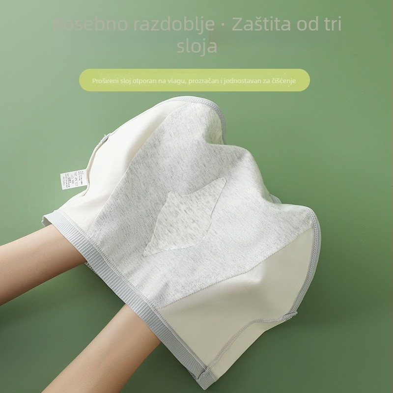 Ženske menstrualne gaćice od pamuka, glavna tkanina 95% pamuk, podstava 95% pamuk, srednje visok struk, zaštita od curenja