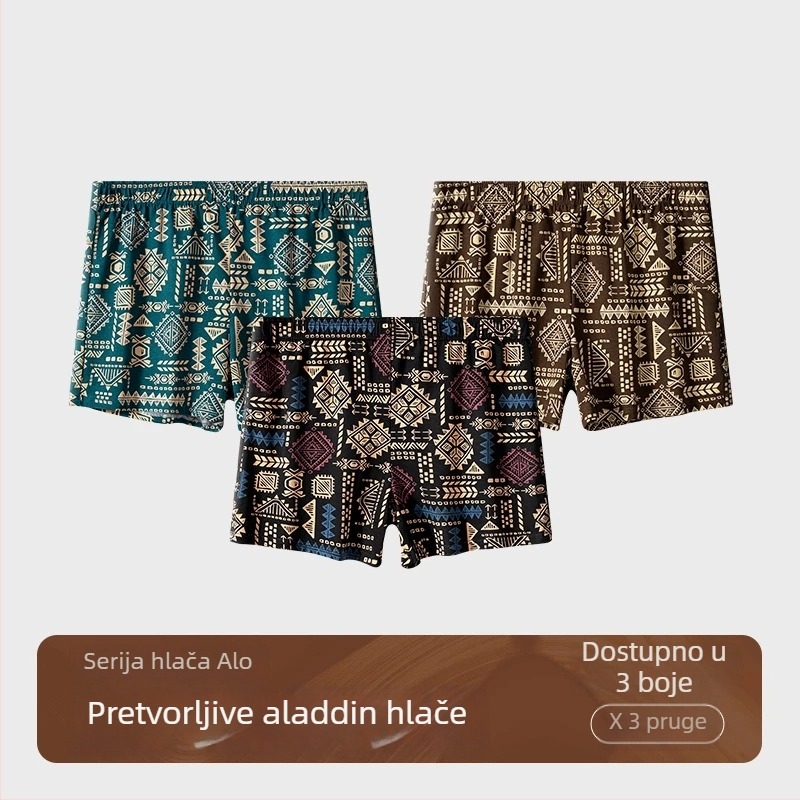 Muške pamučne bokserice, srednji pojas, pletene, prozračne, uzorci: maskirni, cvjetni i gradijentni