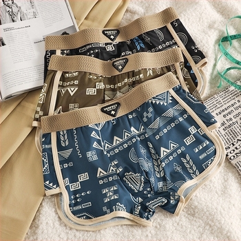 Muške hlačice od ice silk, prozračne, srednji pojas, brzo sušeće, antibakterijske, pleteni materijal, pamukova podstava u preponi