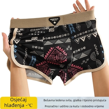 Muške hlačice od ice silk, prozračne, srednji pojas, brzo sušeće, antibakterijske, pleteni materijal, pamukova podstava u preponi