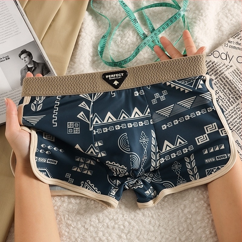 Muške hlačice od ice silk, prozračne, srednji pojas, brzo sušeće, antibakterijske, pleteni materijal, pamukova podstava u preponi