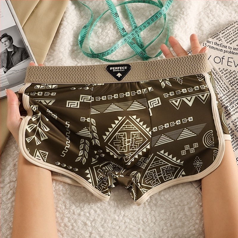 Muške hlačice od ice silk, prozračne, srednji pojas, brzo sušeće, antibakterijske, pleteni materijal, pamukova podstava u preponi