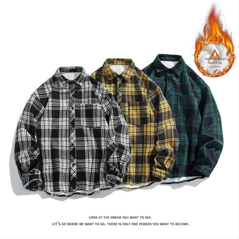 Muška karirana košulja s dugim rukavima od viskoze, ležernog kroja, rever ovratnik, jesen 2025