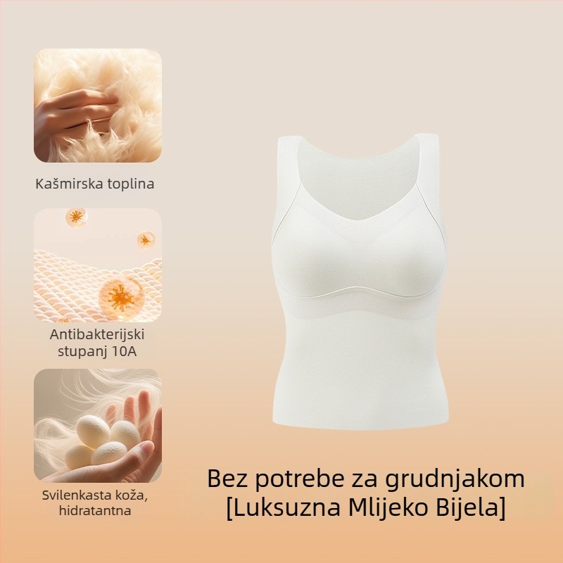 88688 Termo majica za jesen i zimu s integriranom jastučićem za prsni koš i naramenice, flis podstava, debela, bešavni unutarnji sloj za žene