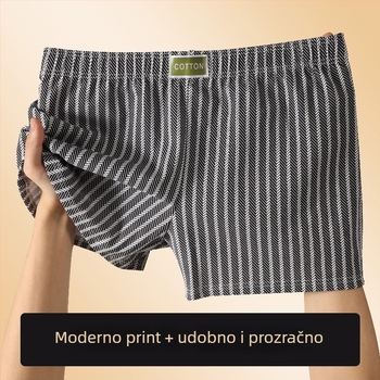 Muške prugaste prozračne pamučne pletene bokserice, srednji pojas, P079