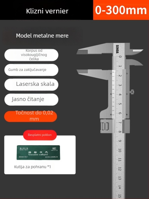 Industrijski vernier mjerni alat s digitalnim zaslonom, nehrđajući čelik, točnost 0,02 mm