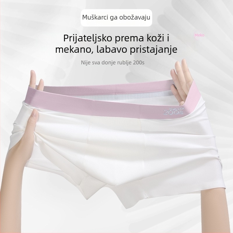 Muške bešavne pamučne gaćice, prozračne, antibakterijske, srednje visoki struk, podstava od mulberijeve svile