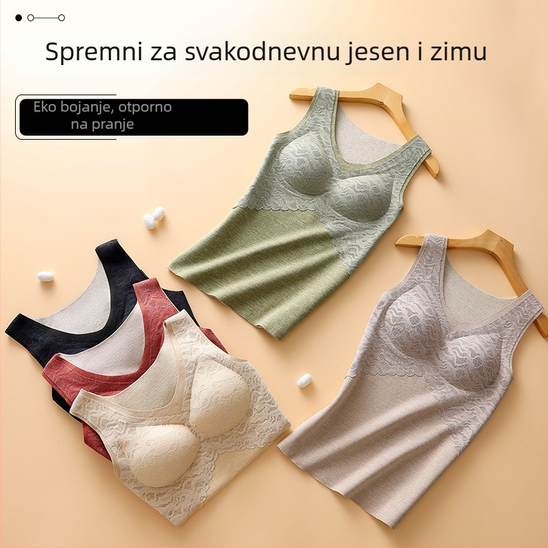 Ženski termalni top, deblji, bez šavova, za unutarnje nošenje, s integriranim jastučićima za prsni koš