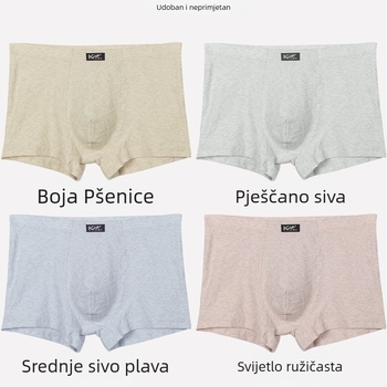 Ljetne muške bokserice od čistog pamuka, srednjeg struka, brzo se suše, koža-prijateljske, antibakterijske