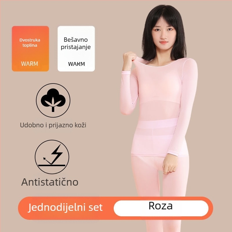 Ženski ultra-tanki termalni set s kapuljačom – bazni top i hlače, 37°C toplina, za djevojčice