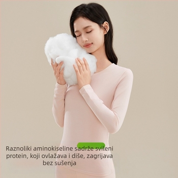 Ženski modalni termalni set donjeg rublja – bez šavova, dvostrano četkan temeljni sloj, tanak, uski kroj, antibakterijski i topao, top s dugim rukavima i hlače