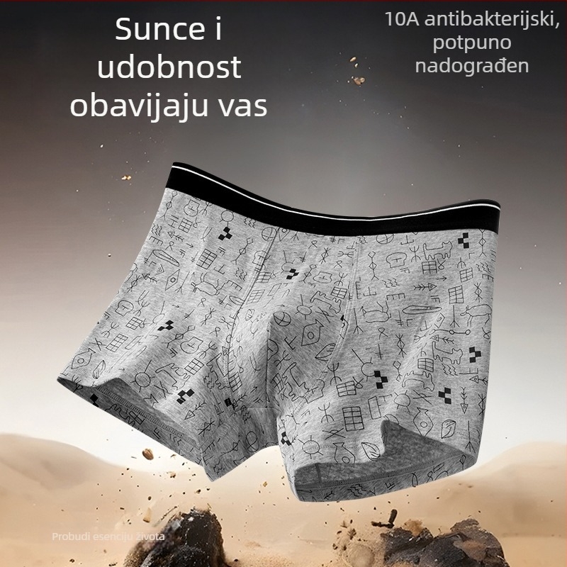 Muške gaće od 100% pamuka, prozračan i mekan, geometrijski uzorak, velike veličine.