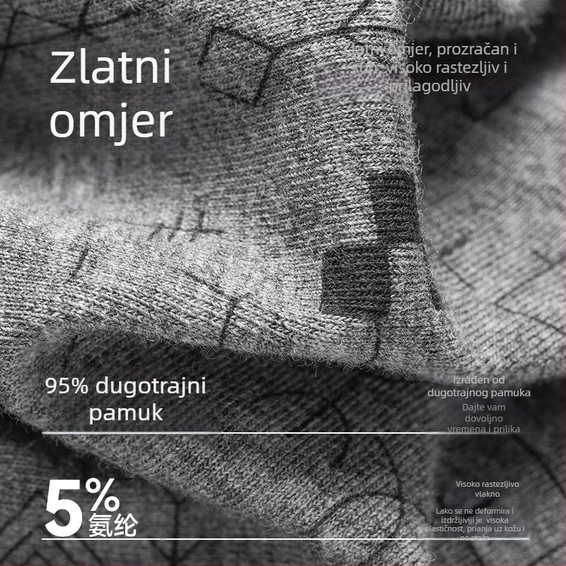 Muške gaće od 100% pamuka, prozračan i mekan, geometrijski uzorak, velike veličine.