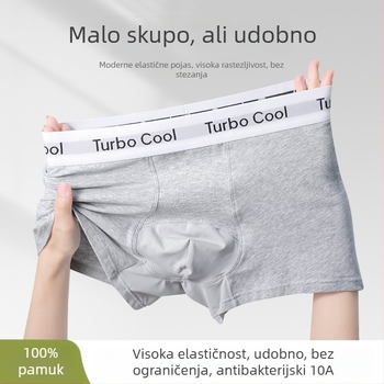 Muške pamučne bokserice, prozračne i antibakterijske, 95–100% pamuk, pleteni materijal, srednje visok struk