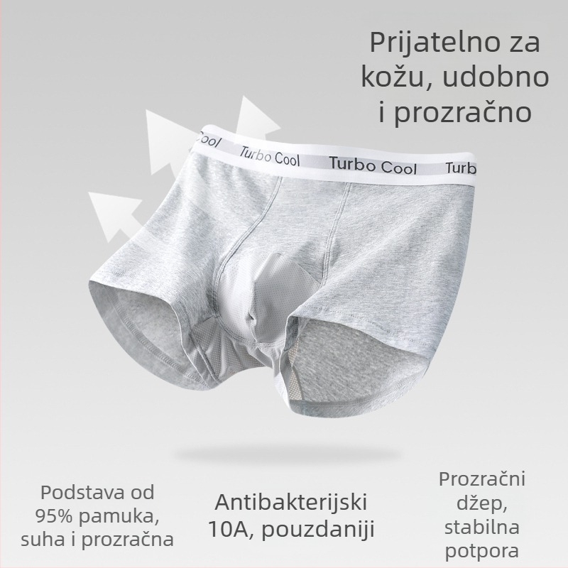 Muške pamučne bokserice, prozračne i antibakterijske, 95–100% pamuk, pleteni materijal, srednje visok struk