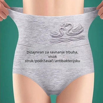 Damske pamucne gaćice s visokim strukom, antibakterijske, prozračne, podrška trbuhu, grafen antibakterijski