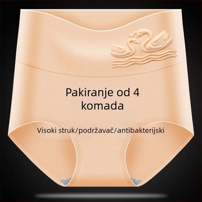 Damske pamucne gaćice s visokim strukom, antibakterijske, prozračne, podrška trbuhu, grafen antibakterijski