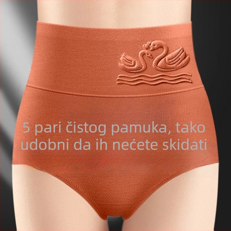 Damske pamucne gaćice s visokim strukom, antibakterijske, prozračne, podrška trbuhu, grafen antibakterijski