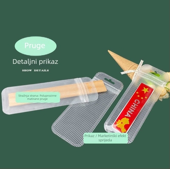 Dugački trakasti pakirni vrećica sa samouzavršavanjem, matna prozirna, prugast dizajn; materijal: mat film + CPP + PET; pogodna za ambalažu nakita