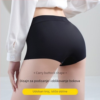 Ženske sigurnosne gaćice od ledenog svile, srednji struk, anti-prozirne, antibakterijske, podstava područja stidne 100% pamuk, glavna tkanina 75% najlon