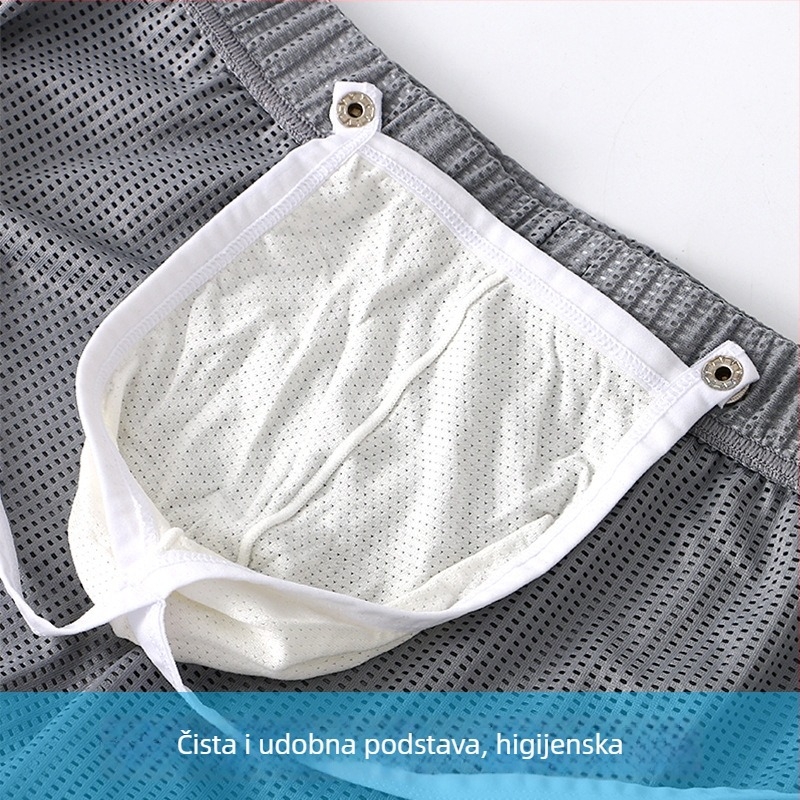 Muške sportske bokserice s nezavisnim uklonjivim džepom, prozračan najlon Ice Silk mreža, brzo sušenje, srednji pojas