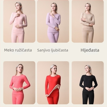 Ženski termalni komplet od vune i svile za jesen/zimu, Derong baršun 5A antibakterijski i antistaticki, gornji dio i hlače