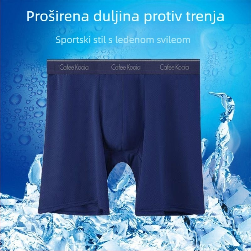 Muške gaćice za veći veličinu, prozračne mrežaste tkanine, brzo sušeće, produženi kroj, Ice Silk mreža