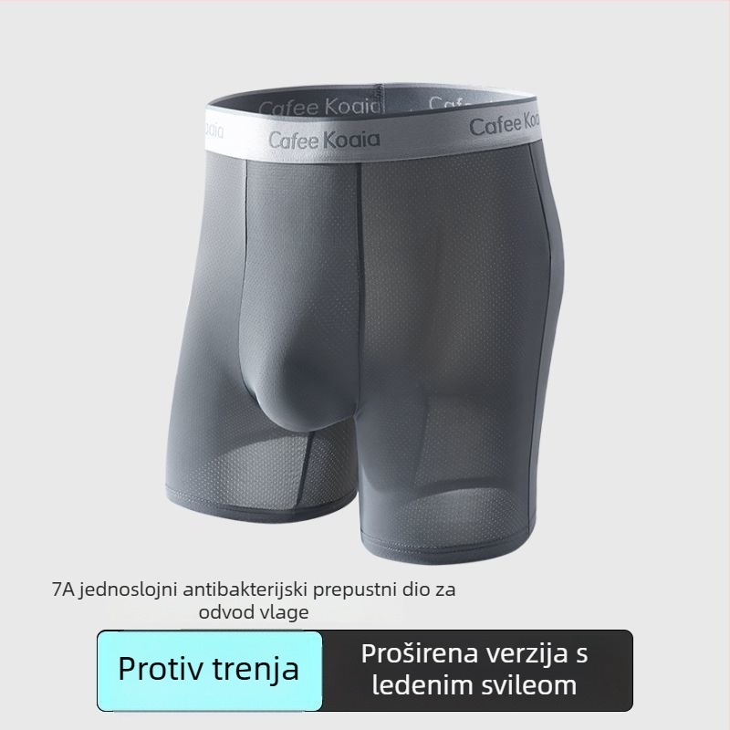 Muške gaćice za veći veličinu, prozračne mrežaste tkanine, brzo sušeće, produženi kroj, Ice Silk mreža