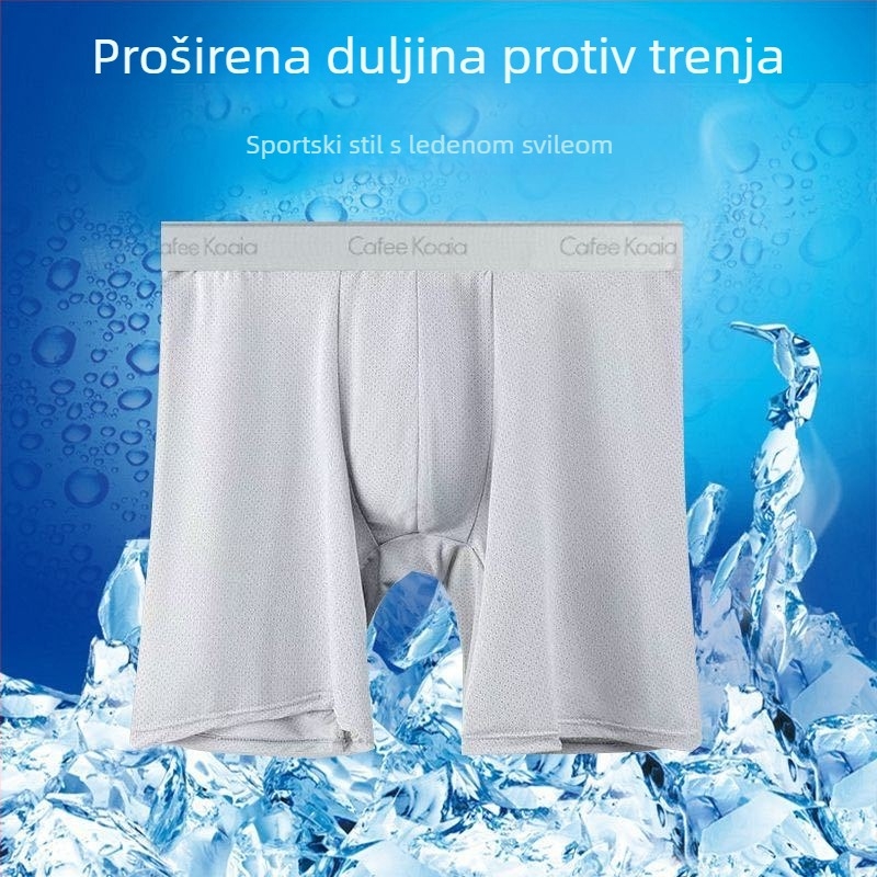 Muške gaćice za veći veličinu, prozračne mrežaste tkanine, brzo sušeće, produženi kroj, Ice Silk mreža