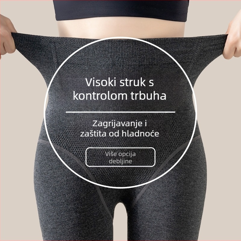 Ženske tajice visokog struka s uzorkom riblje kostiju za učvršćivanje trbuha i podizanje stražnjice, vitke noge, s fleece podstavom za zimu
