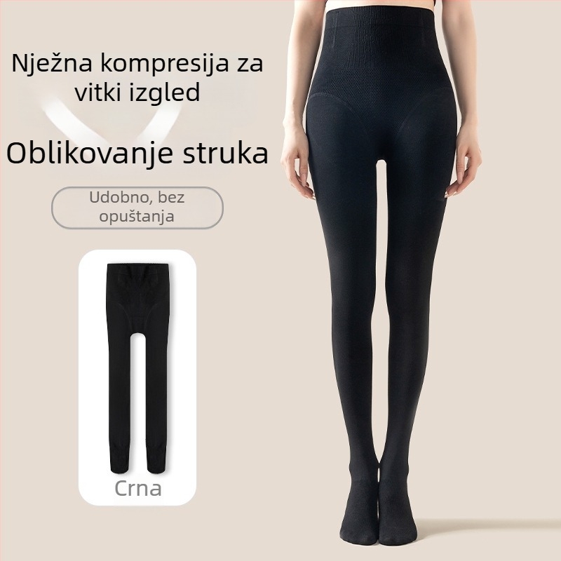 Ženske tajice visokog struka s uzorkom riblje kostiju za učvršćivanje trbuha i podizanje stražnjice, vitke noge, s fleece podstavom za zimu