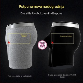 Muške pamukne bokserice s džepom za testise, srednji pojas, U-oblik dizajn džepa, pogodne za sve sezone
