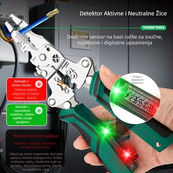 Električarske klešta za skidanje izolacije kablova s ugrađenim testerom, višenamjenski alat