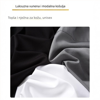 Muška košul a od modal za proljeće-jesen, dugi rukav, četvrtasti ovratnik, debela tkanina, poslovno-casual stil, bez glačanja, ugodna koži