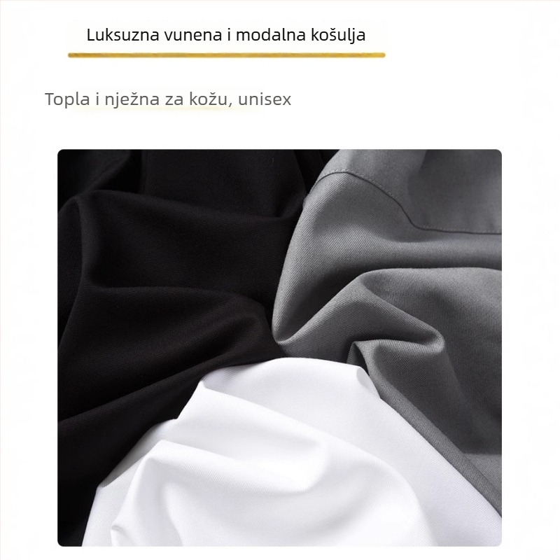 Muška košul a od modal za proljeće-jesen, dugi rukav, četvrtasti ovratnik, debela tkanina, poslovno-casual stil, bez glačanja, ugodna koži