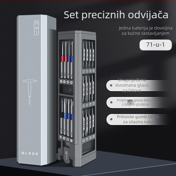 71-in-1 set preciznih ručnih odvijača za popravak mobilnih telefona s dvostrukim bitom, magnetski, od CR-V čelika