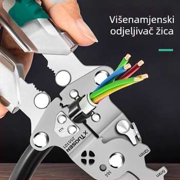 Tuosen električarske kliješte – višenamjenske kliješte za rezanje i skidanje izolacije, uvijanje kablova, test električne struje, sklopivi dizajn