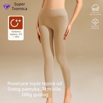 Visokim strukom pamučne termo tajice s flekso podstavom - debeli, 280 g, duljina 9/10