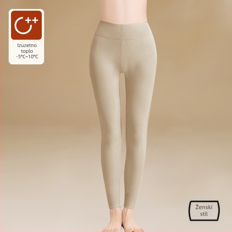 Visokim strukom pamučne termo tajice s flekso podstavom - debeli, 280 g, duljina 9/10