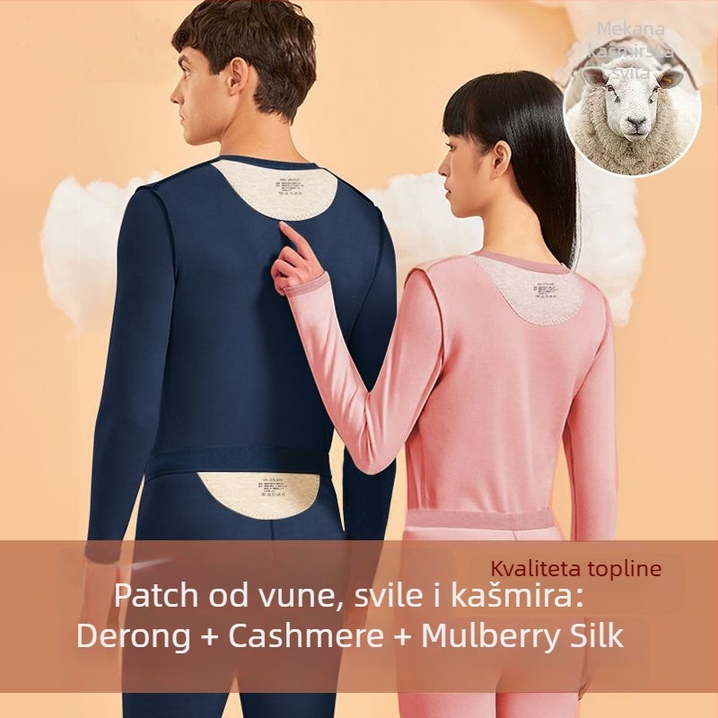 Parni set termo donjeg s appliacijom – kationični poliester, dvostruki sloj, bezšiven, okrugli vrat, dugi rukavi, gornji dio + hlače, jesen-zima