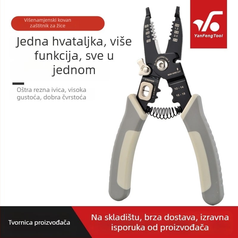 Huafeng YF084 Višenamjenski klešta za odstranjivanje izolacije i presijecanje žica, pločasti tip visokougljičnog čelika, 205 g